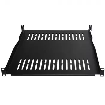 Pevná racková police / vana na zařízení IT-BUDGET 19 inch, nosnost 80 kg, hloubka 450 mm, nastavitelná hloubka montáže, černá 90ITB19FBX450S