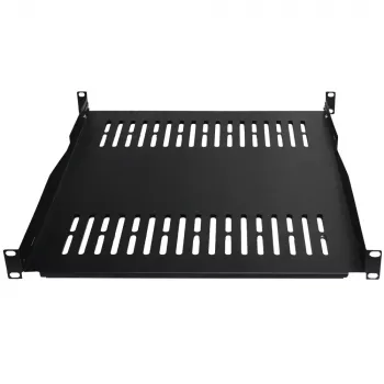 Pevná racková police / vana na zařízení IT-BUDGET 19 inch, nosnost 80 kg, hloubka 450 mm, nastavitelná hloubka montáže, černá 90ITB19FBX450S
