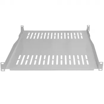 Pevná policová deska do racku 19 inch / odkládací deska na zařízení IT-BUDGET, nosnost 80 kg, hloubka 550 mm, hloubkově nastavitelná montáž, světle šedá (90ITB19FBX550G)