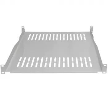 Pevná policová deska do racku 19 inch / odkládací deska na zařízení IT-BUDGET, nosnost 80 kg, hloubka 550 mm, hloubkově nastavitelná montáž, světle šedá (90ITB19FBX550G)