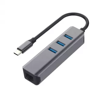 EXSYS EX-1133-N-3 USB 3.2 Gen 1 hub se 3x USB-A porty a Gigabit Ethernet (USB-C)
