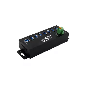 EXSYS EX-1187HMVS-2 USB 3.2 Gen1 7portový průmyslový hub s DIN lištou a 15kV ESD ochranou