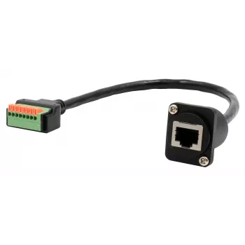 Adaptér EXSYS EX-49161 D-typ RJ45 zásuvka na 8pinový svorkovnicový blok s tlačítkem, CAT.5e, 20 cm