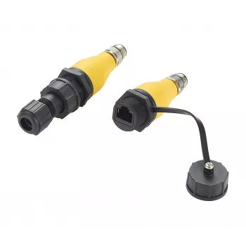 Průmyslový adaptér EXSYS EX-49524 M12 D-Code 4pinový samec na RJ45 zásuvku, IP67, Fast Ethernet