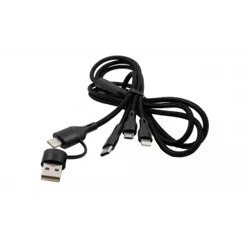 2v1 na 3v1 multi nabíjecí a datový kabel EXSYS EX-K1404 USB-C/A na USB-C/Micro B/Lightning nylonový opletený, 1,2 m, černý
