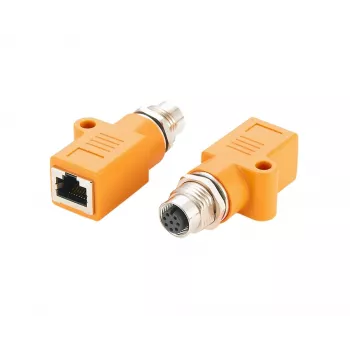 Průmyslový adaptér EXSYS EX-49501 M12 A-kódovaný 8pinový samice na RJ45 samice, Gigabit Ethernet, IP67