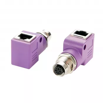 Průmyslový Ethernet adaptér EXSYS EX-49523 M12 D-Code 4pinová zásuvka na RJ45 zásuvku 90°