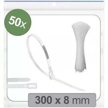 Opakovaně použitelná stahovací páska Quadrios 25CA713 300 x 8 mm bílá UV stabilizovaná, 50 ks