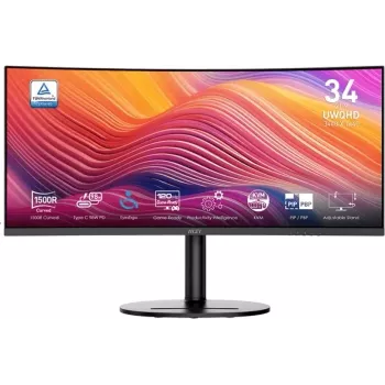 MSI Modern MD342CQPDE 34 inch UWQHD 120Hz Curved Business Monitor with USB-C 98W PD, KVM Switch, and Built-in Speakers