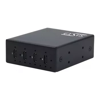 Průmyslový kovový hub EXSYS EX-12274HMS USB 3.2 Gen 2x1 4portový, 10Gbps, 15KV ESD, montáž na stěnu/DIN lištu