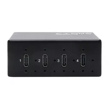 Průmyslový kovový hub EXSYS EX-12274HMS USB 3.2 Gen 2x1 4portový, 10Gbps, 15KV ESD, montáž na stěnu/DIN lištu