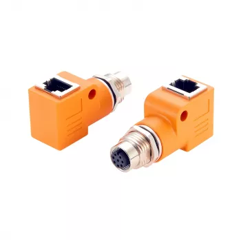 Adaptér EXSYS M12 A-kódovaný 8pinový samice na RJ45 samice 90° EX-49503