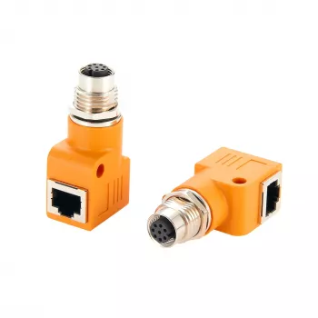 Adaptér EXSYS M12 A-kódovaný 8pinový samice na RJ45 samice 90° EX-49503