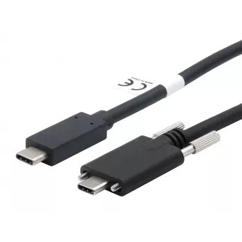 Kabel USB 3.2 Gen 2x1 C-C EXSYS s rýhovanými šroubky, 1 m, černý (EX-K1591V-1.0)