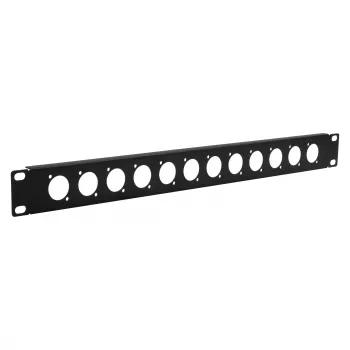 19 inch 1U rackový panel EXSYS EX-49298 s 12 otvory pro konektory D-sub, černý