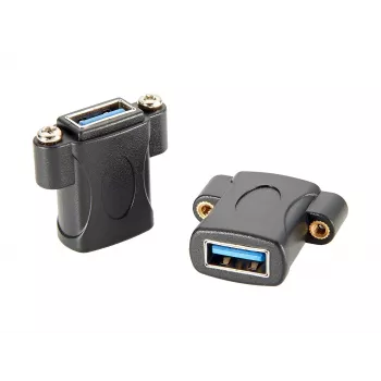 Panelový adaptér USB 3.2 Gen 1 EXSYS EX-49301, USB-A samice na USB-A samice, 5Gbps, černý