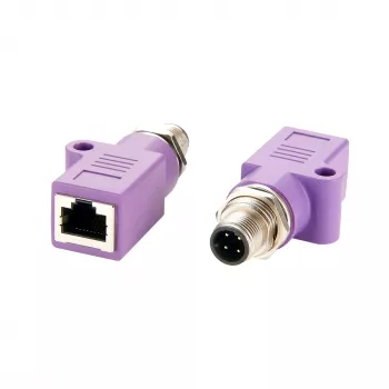 Průmyslový Ethernet adaptér M12 D-Code 4pinový samec na RJ45 samice, stíněný EXSYS EX-49520