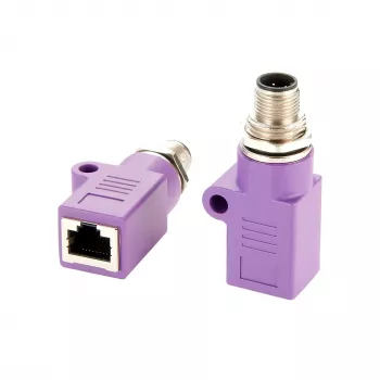 Průmyslový Ethernet adaptér M12 D-Code 4pinový samec na RJ45 samice, stíněný EXSYS EX-49520