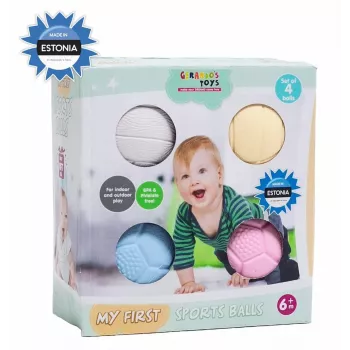 Sada masážních a senzorických míčků pro miminka Gerardo's Toys GT7710, 4 ks, různé textury a barvy, od 6 měsíců