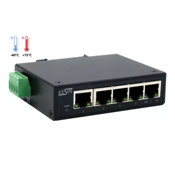 Průmyslový 5portový Ethernet switch EXSYS EX-6200-T, 10/100 Mbps, DIN lišta, -40° až +75°C