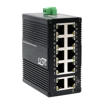Mini průmyslový 10portový Gigabit PoE+ switch EXSYS EX-62036MPOE, web-managed