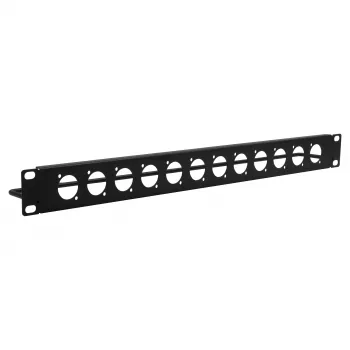 19 inch 1U rackový panel EXSYS EX-49299 s 12 výřezy D-Type a lištou pro vedení kabelů