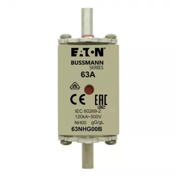 NH pojistková vložka Eaton 63NHG00B 63 A 500 V AC gG velikost 00 s mechanickým indikátorem (3 ks)