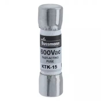 Trubková pojistka Eaton KTK-15 15 A, 600 V AC/DC, superrychlá, 10 mm x 38 mm, 10 ks