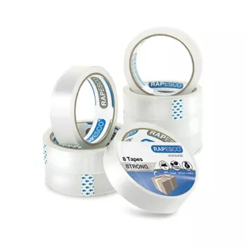 Rapesco 1808 Transparent Adhesive Tape 25.5 mm x 66 m, 8 Rolls