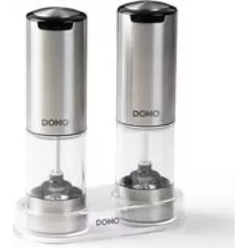 DOMO DO3102 Rechargeable Electric Salt and Pepper Mill Set with LED Light and Ceramic Grinder