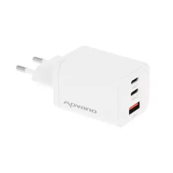 Nabíječka MOVANO GaN 65W 2x USB-C PD + USB-A (bílá)
