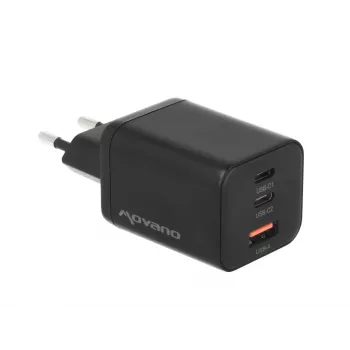 Nabíječka MOVANO GaN 65W 2x USB-C PD + USB-A (černá)