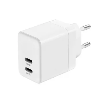 Nástěnná nabíječka CRONG 35W Dual USB-C PD 3.0 PPS GaN - bílá