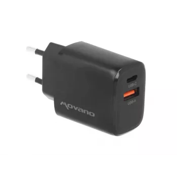 Nástěnná nabíječka MOVANO GaN 30W USB-C PD + USB-A (černá)