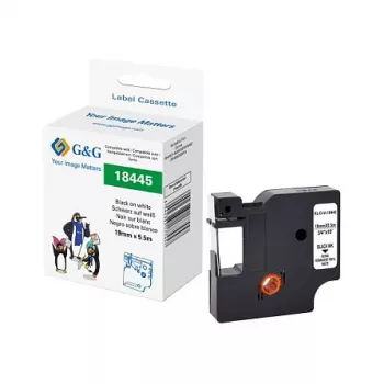 Páska na štítky G&G Rhino 21680 kompatibilní 19 mm černý tisk na bílé pro Dymo Rhino