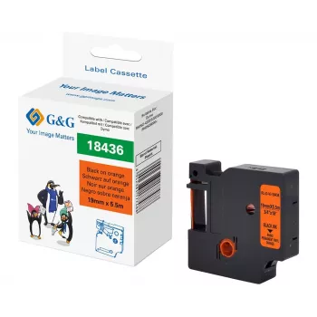 G&G RL-D-Vi-18436 vinylová etiketovací páska 19 mm x 5,5 m oranžová s černým tiskem RL-D-Vi-18436-BK/OR-19MM*5.5M