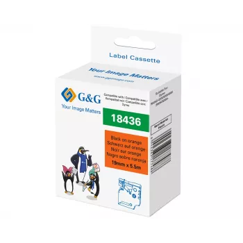 G&G RL-D-Vi-18436 vinylová etiketovací páska 19 mm x 5,5 m oranžová s černým tiskem RL-D-Vi-18436-BK/OR-19MM*5.5M