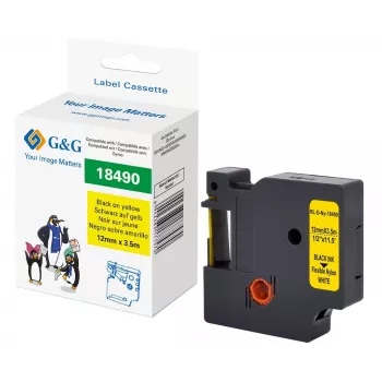 G&G polyamidová etiketovací páska 12 mm x 3,5 m žlutá/černá pro Dymo Rhino RL-D-Ny-18490-BK/YE-12MM*3.5M