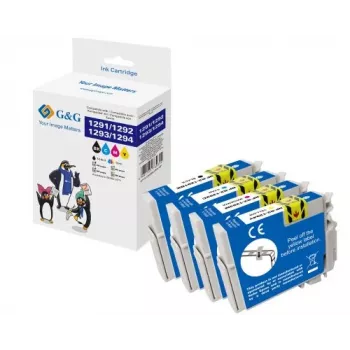 G&G 14813 XL multipack inkoustových kazet pro Epson T1295 (černá, azurová, purpurová, žlutá)