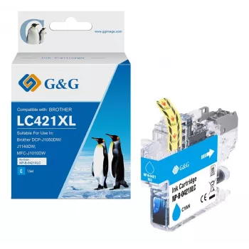 G&G kompatibilní Brother LC421XLC inkoustová kazeta s vysokou výtěžností azurová (500 stran)