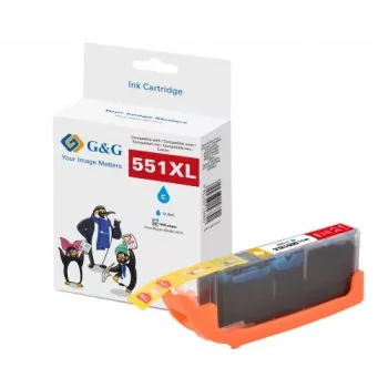 G&G XL inkoustová kazeta kompatibilní s Canon CLI-551C XL (azurová, vysoká výtěžnost) 14566