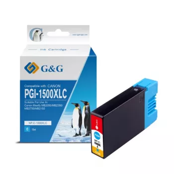 G&G kompatibilní Canon PGI-1500XLC inkoustová kazeta s vysokou výtěžností, azurová (9229B001)