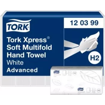 Skládané ručníky TORK Xpress H2 Advanced Multifold, 2vrstvé, bílé, 2850 listů (120399)