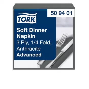 Ubrousky TORK Soft Dinner Advanced Anthracite 3vrstvé 39 x 39,5 cm, 100 ks (509401)