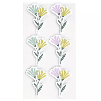 Papírové samolepky Artoz 3D květiny, 6 ks, samolepicí, různé květinové motivy pro tvoření, scrapbooking, výrobu přání, dekoraci, vícebarevné, matný povrch 185600-222