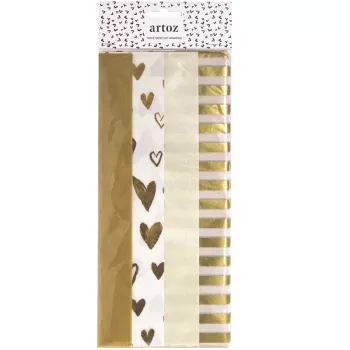 Dekorační hedvábný papír ARTOZ Dots Gold/White 50 x 70 cm (144500-76)