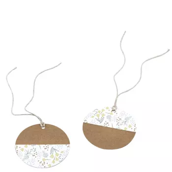 Sada papírových dárkových visaček Artoz Brown White Hangtag Kraft Round 6,5 cm, 6 ks (144500-255)