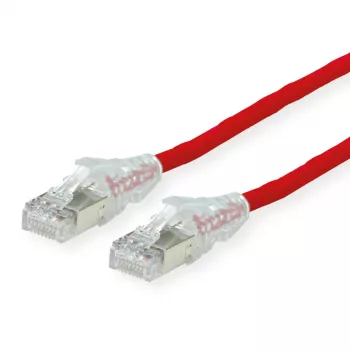 Patch kabel Dätwyler CAT 6a SFTP PiMF LSZH, RJ-45 samec na RJ-45 samec, 15 m, červený, 10 Gbps, 500 MHz, s ochranou západky 21.05.0616