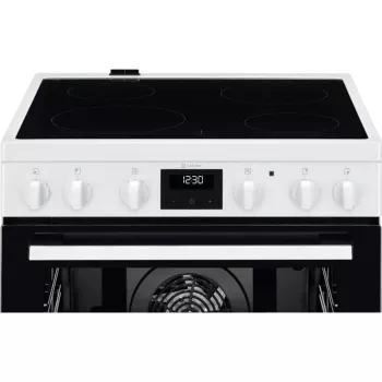 Electrolux LKR64023AW Freestanding Electric Cooker with Ceramic Hob, 4 Zones, 58L Oven, White