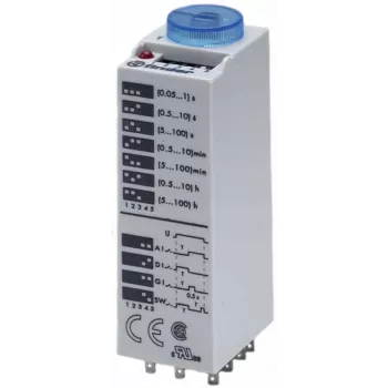 Multifunkční časové relé Finder 85.03.0.125.0000, 1 CO 16A, 12-24V AC/DC, 0,05s-100h, DIN lišta